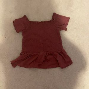 American Eagle off the shoulder smocked top